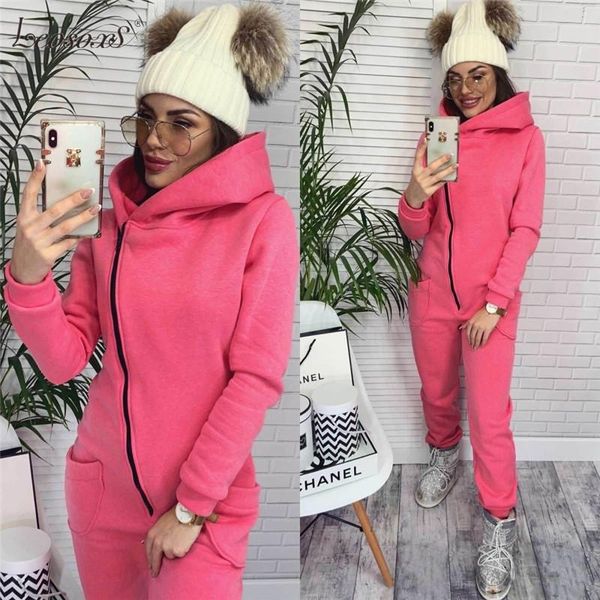 

winter jumpsuit women rompers hooded romper casual solid overalls hoodies zipper playsuit one piece jumpsuits women clothes mono, Black;white