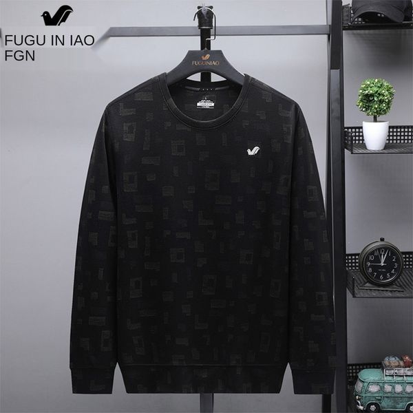 

hsupe fuguiniao middle neck men's round aged bottoming 2020 spring and autumn new long sleeve tcasual large sweater shirtt sweater shir, Black