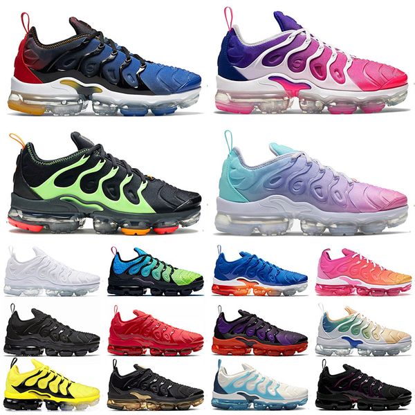 

2021 new tn plus size us 13 sport running shoes lime green patel men women triple black all white vopars trainers, White;red