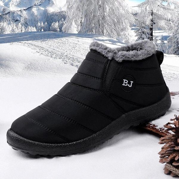

snow boots women warm plush fur ankle boots winter female slip on flat casual shoes waterproof winter shoes women ankle #fx45, Black