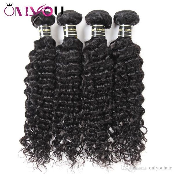 

onlyou hair products 4 bundles brazilian deep wave virgin human hair extensions raw indian remy hair weaves bundles deep wave factory deals, Black