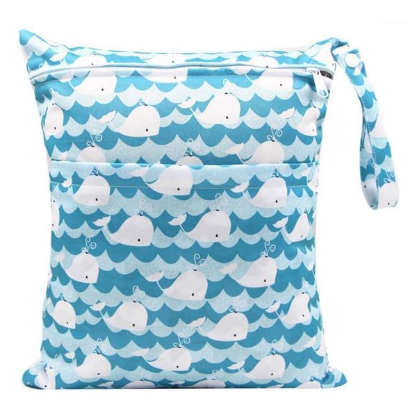 

diaper bag double zipper printed waterproof diaper bag reusable cover wet1