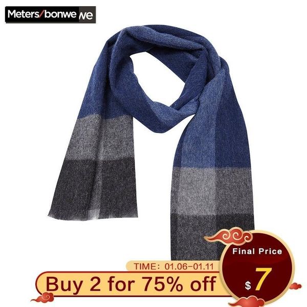 

metersbonwe cashmere men scarf british style plaid scarf winter warm fashion classical for men cashmere scarves y200110, Blue;gray
