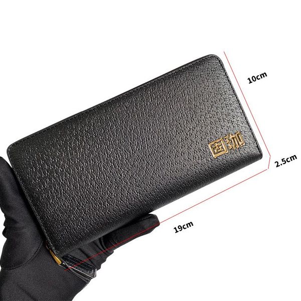 

2021new gujia long style wallet men's leather zip-up wallet oxskin handbag fashionable players with a casual clutch bag, Red;black
