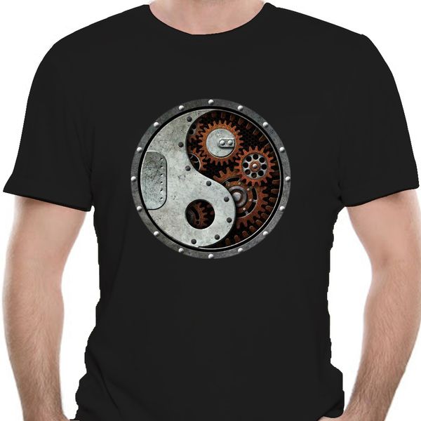 

промышленные стимпанк инь ян t shirt men black майка punk топы тис 3d gears напечатанных хип-хоп рубашки мужские 8655a спорта с капюшоном ho