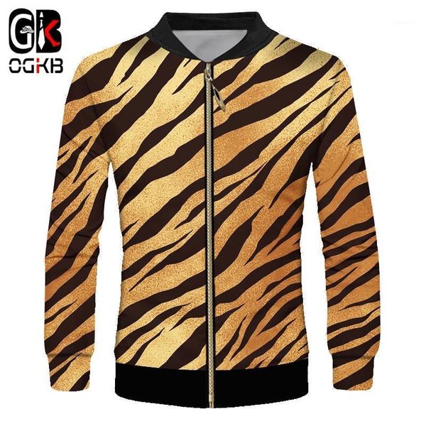 

ogkb new black white leopard print man zip jacket 3d printed medium and long section casual big size costuming men's zipper coat1, Black;brown