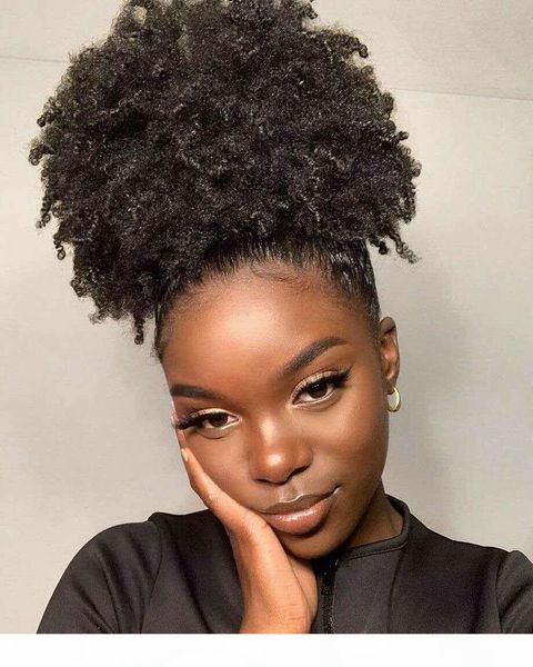 

kinky curly ponytail for black women natural color afro curly remy hair 1 piece clip in ponytails 100% human hair 14inch 140g