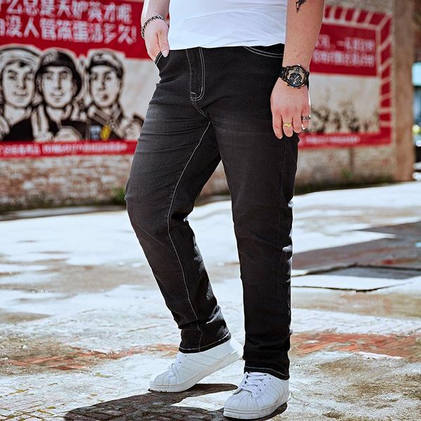 

men's jeans business casual pants plus size men denim autumn and winter clothing big loose stretch for male, Blue