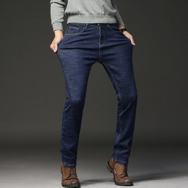 

size 28-40 large size casual brand mens stretch straight jeans spring autumn classic business jeans man pants denim,117, Blue