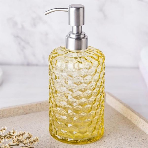 16 Oz Clear Glass Soap Dispenser - Lavagem Recarregável Líquido, Detergente Prato, Garrafa de Loção de Shampoo JJJSN11404 Y200407