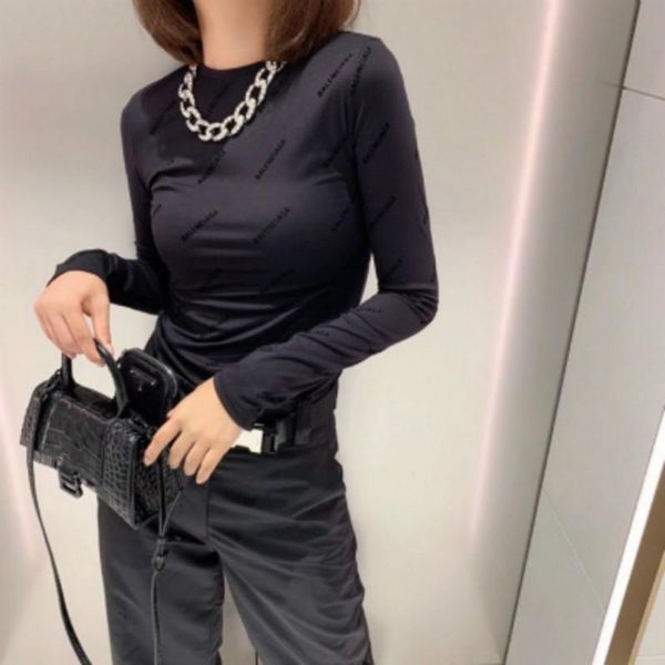 

spring autumn new products fashion classic trendy brand luxry design versatile letter logo show thin long sleeve shirt b1, White