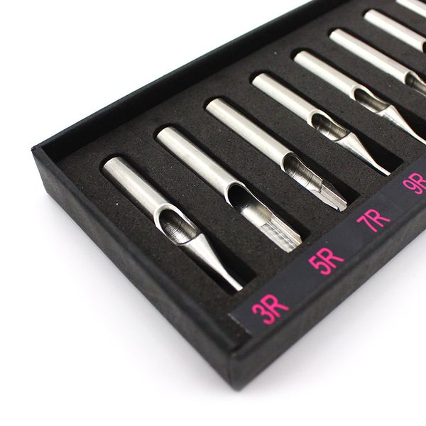

11pcs tattoo stainless steel nozzle tips tubes set kit box round flat tattoo tips mixed for tattoo needles machine grip supply