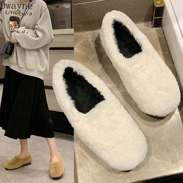 

boots bean shoes with warm thick bottom 2021 type outside fur flat and fleece cotton, Black