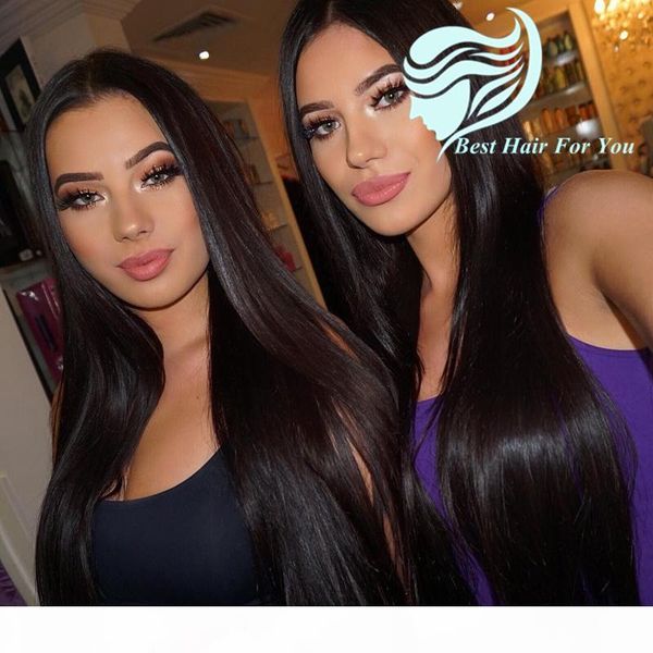 

full lace brazilian wigs straight glueless lace front human hair wigs 26 inch u part wigs female star hair, Black;brown