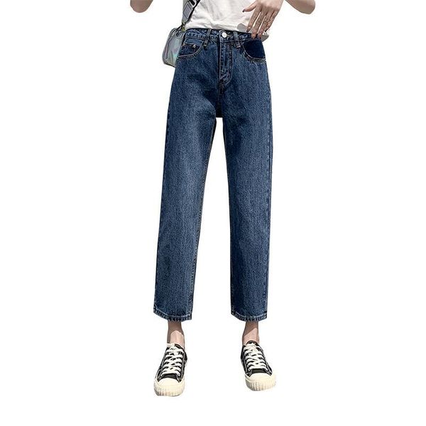 

women's jeans 2021 women loose baggy plus sizs lady white blue casual high waist pants students straight korean cotton trousers