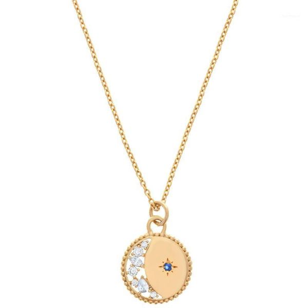 

starburst coin necklace geometric round disco disk pendant cz moon star christmas gift gold necklaces1, Silver