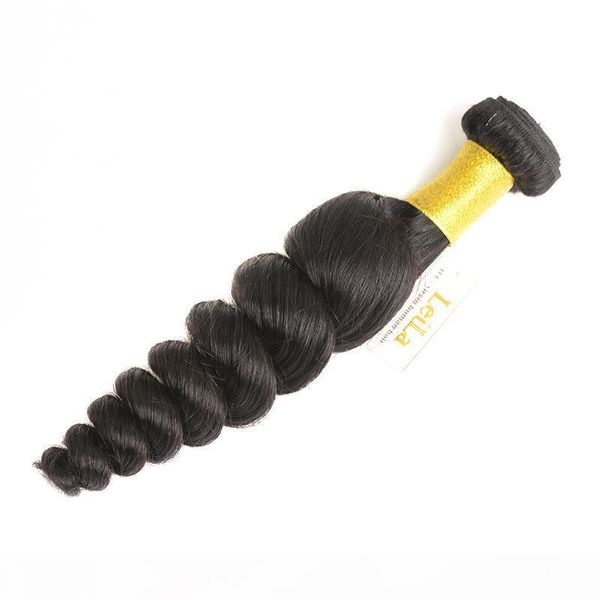 

brazilian hair bundles human virgin hair loose wave natural color peruvian indian malaysian loose weave bundle 1piece lot hair weave, Black