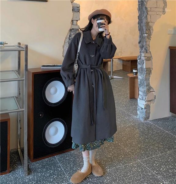 

spot to film the firm offers easy long woolen cloth coat show thin coat + joker floral dress1, Black