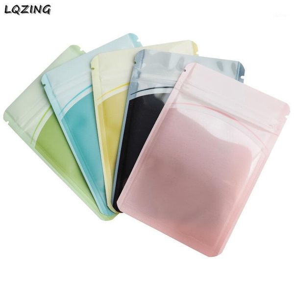 

pink/green/blue/black gift jewelry package bag one-sided clear window mini brooch parts plastic bags 6*8cm1