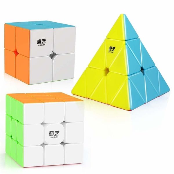 

d-fantix qiyi speed cube set stickerless qidi s 2x2 warrior w 3x3 qiming pyramid magic cube puzzle toys y200428