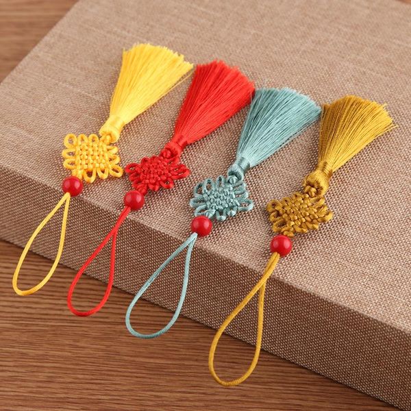 

5pcs red beads mini chinese knot tassel diy jewelry accessories home textile curtain garment sewing macrame decoration pendant h jllinn