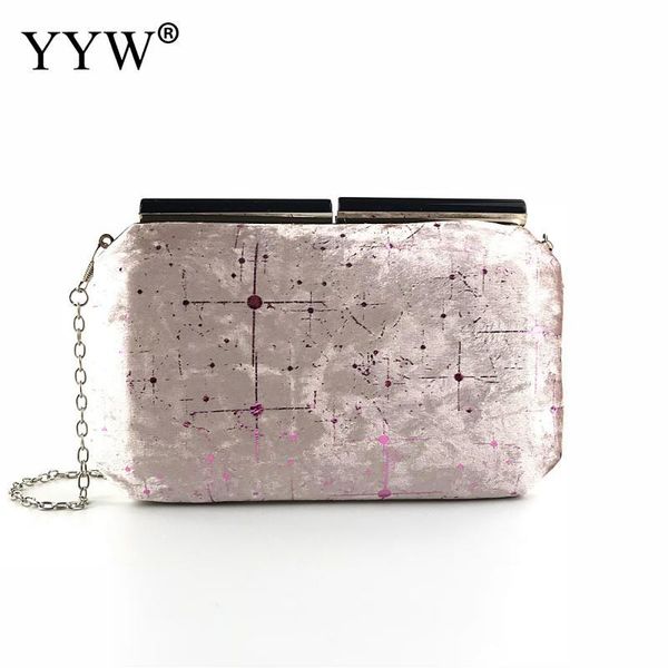

2020 pink flannelette clutch bag for women chain evening party mini phone purse women messenger bag day clutch wallet new