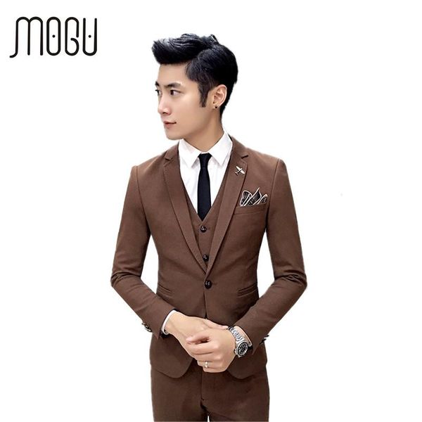 

mogu three piece men suit 2021 spring new business men costume fashion pure color men's clothing slim fit asian size men's suit, White;black