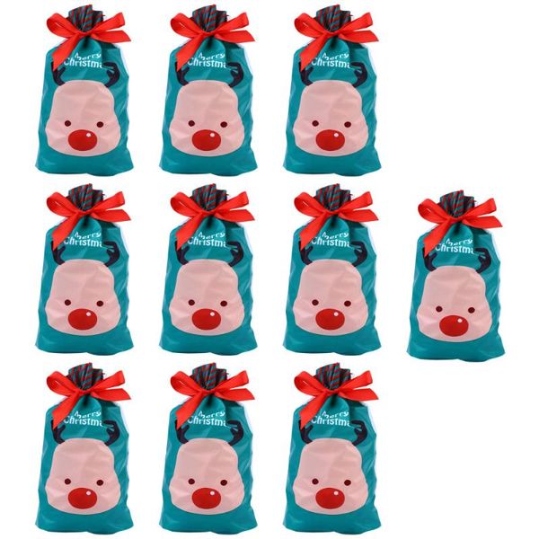 

10pcs christmas storage bags party dark green elk gift bags for candy gifts