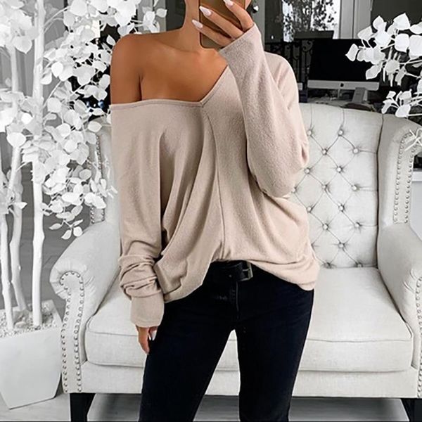 

uefezo women sweater off the shoulder pullover baggy sweater ladies o-neck chunky oversize female jumper1, White;black