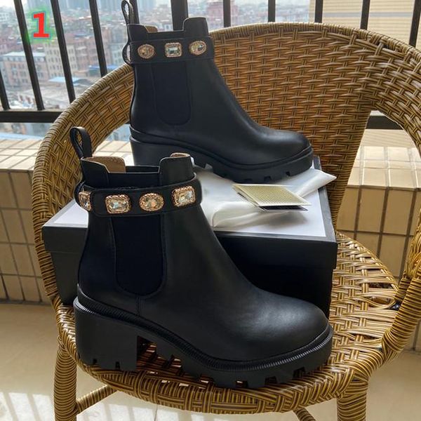 

women's short boots 100% cow leather classic bee women's shoes leather high heeled boots fashion diamond women's thick heeled, Black