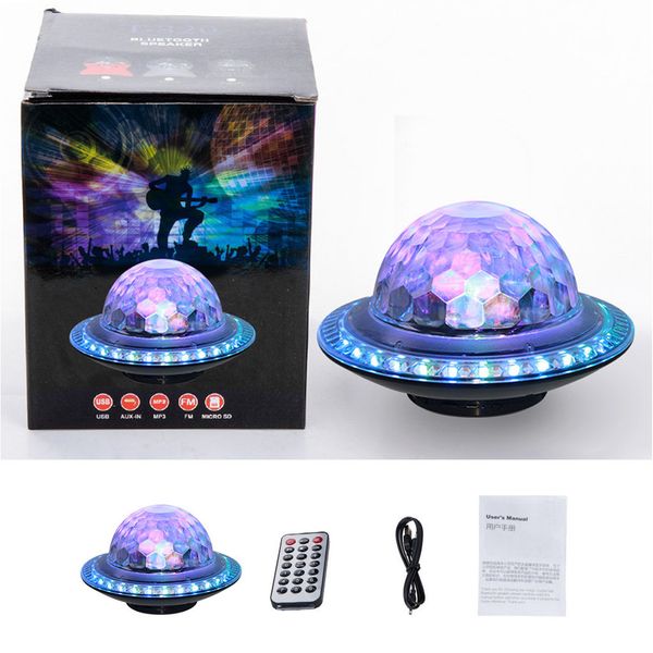 

new ball light projector party lights & bluetooth speaker with usb tf port fm car home ktv led bar stage lighting rotating night light