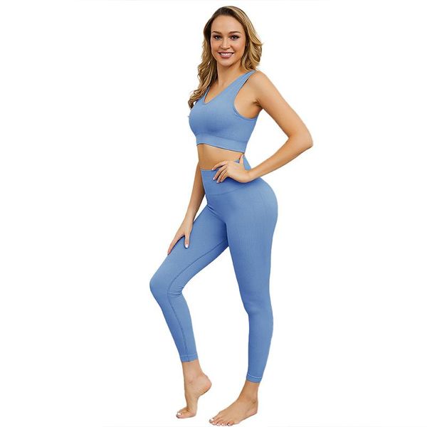 

yoga outfits women seamless set fitness sportswear gym sleeveless clothes crop high waist running leggings workout pants tights, White;red