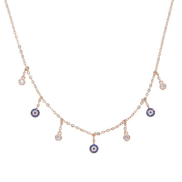 

35+10cm chain mini evil eye necklace delicate women charm necklace with blue stones eye necklaces1, Silver