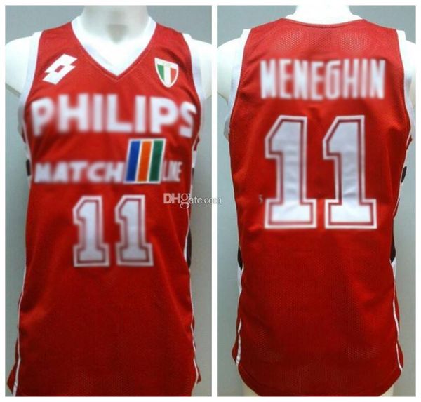 

dino meneguin olimpia milano team italy italiano retro basketball jerseys mens stitched custom any number name, Black;red