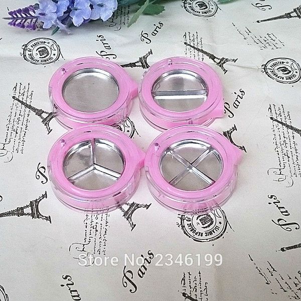 100pcs / lot Caso Pó Eyeshadow com alumínio Pan, abertura lateral Cosmetic Compact Container, pequeno vazio Rosa ferramenta de beleza