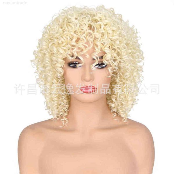 

wig short ffy explosive wigs small curl wig chemical fiber heaear, Black