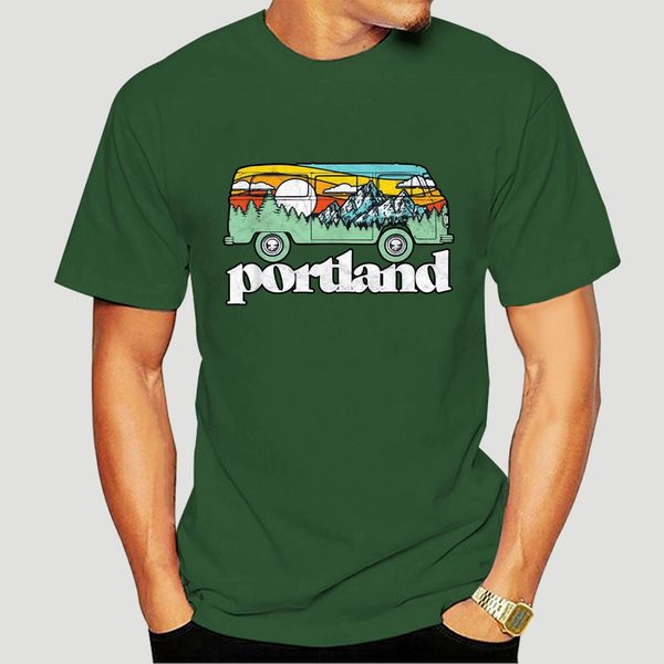 

retro portland oregon hippie van mountains trees sun t-shirt-0962a sport hooded sweatshirt hoodie