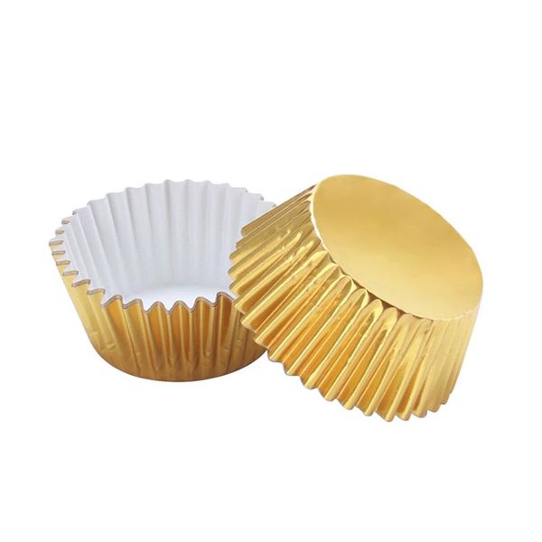

100pcs aluminum thickened foil cups cupcake liners mini cake muffin molds baking molds for cake paper mold (golden) jllswk
