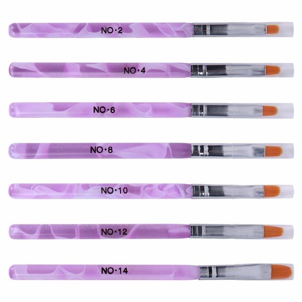 

hnm 7pcs/lot nail art brush pens nail brushes uv gel nail polish painting drawing brushes set manicure tools set kit, Yellow