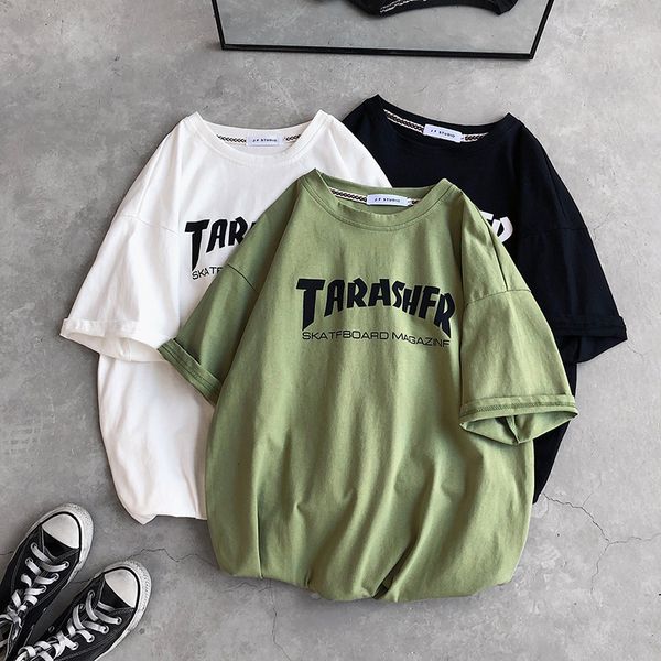 

men's loose letter printing short sleeve ins super student trend fashion brand korean comfortable t-shirt, White;black