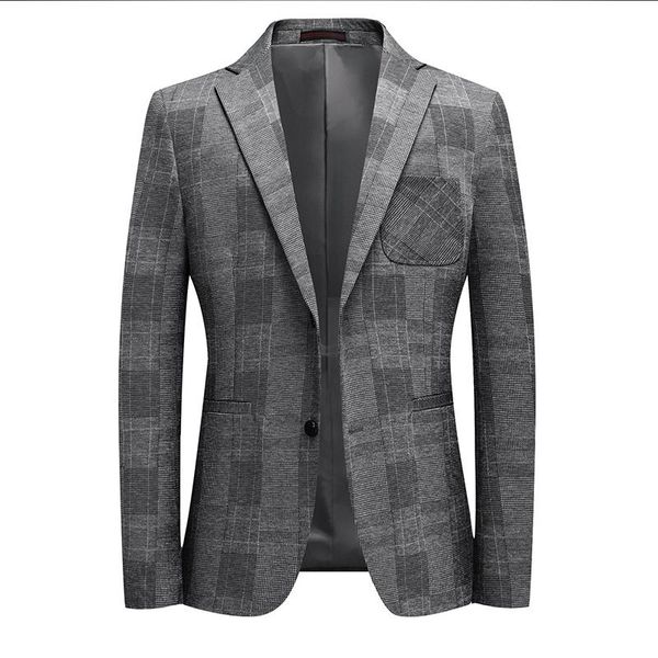 

men's suits & blazers jacket suit men check spring autumn gray formal casual blazer plaid business office work daily life party prom si, White;black