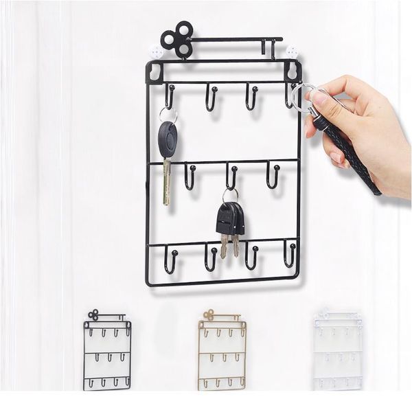 

wall key hook wrought iron racks hanging basket multi-function storage creative wall decoration mounted wall hook mi jllipe