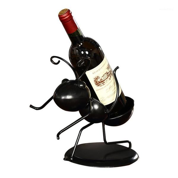 

funny metal worker ant figurine wine bottle holder ornamental iron art insect wine rack craftworks home decor bar accessories1