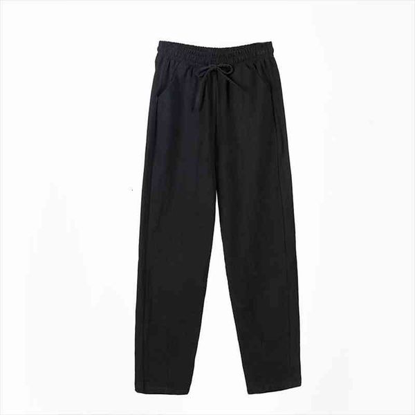 

ankle length pants women spring summer trouser black blue cotton linen pants leisure harem thin pencil fashion clothes, Black;white