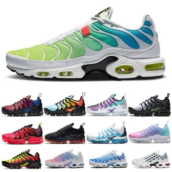 

mens tn plus se running shoes hyper blue triple red scream green habanero red men sports sneaker trainers 36-45, White;red