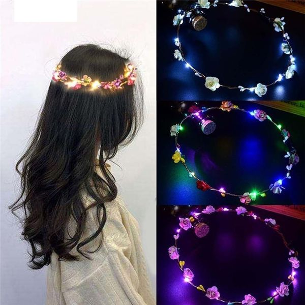 

1pc glowing light garland headband hair accessories bridal wreath led headwear princess hairbands wedding party birthday gift q bbydjr