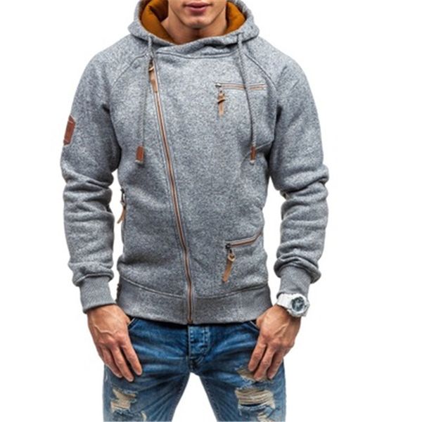

mens snow flannel hoodies fashion trend long sleeve diagonal zipper drawstring hooded sweatshirts clothing male spring casual slim hoodies, Black
