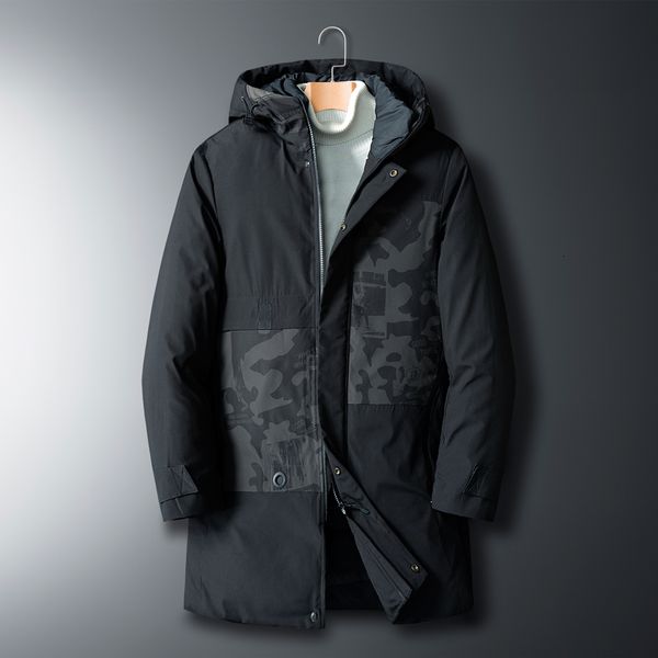

2021 new warm men jacket coat casual autumn hooded camo thick hat parka men's winter overcoat with hood male outerwear k178, Black