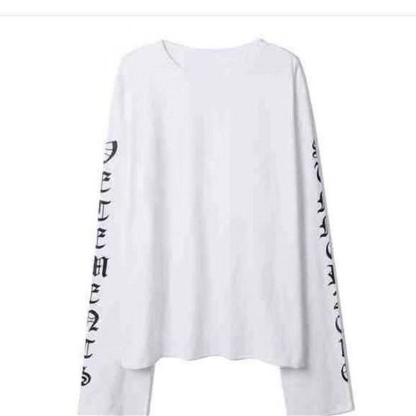 

women's newvetements spring and autumn sweater loose couple wear harajuku style long sleeve t-shirt, White