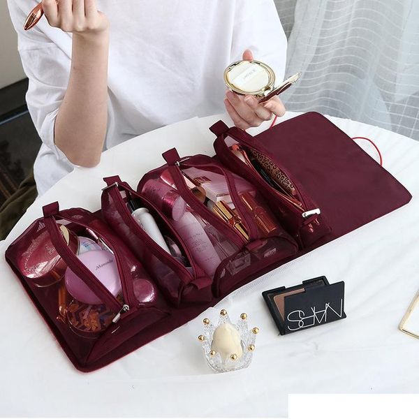

lady travel korean-style portable makeup bag storage bag women's cosmetic folding wholesale large capacity detachable